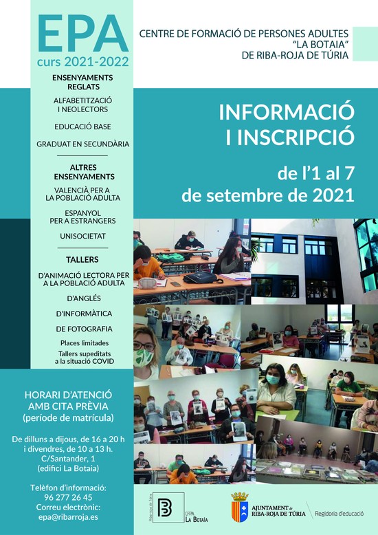 Inscripci Escola d'Adults curs 2021-2022