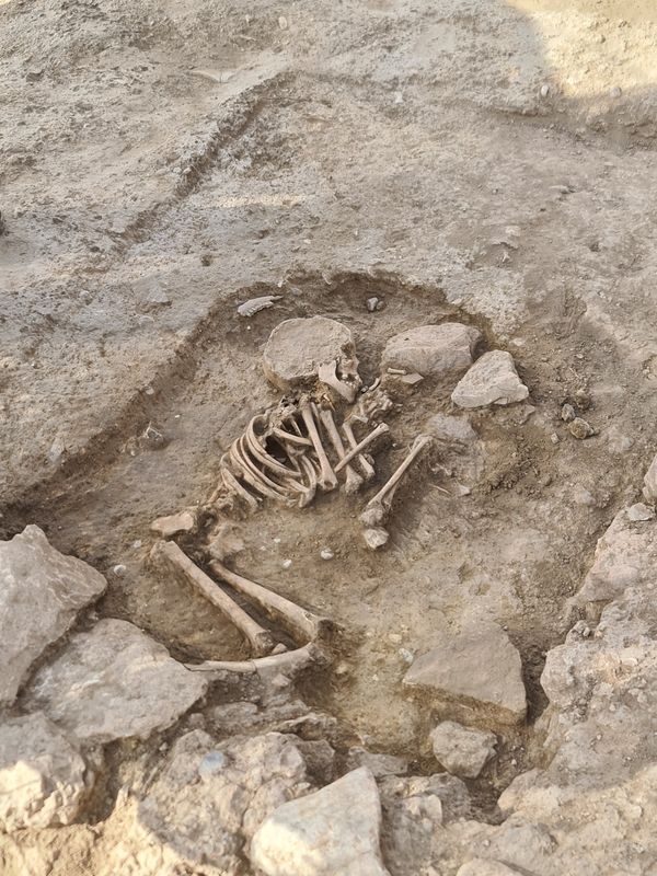 Arquelogos encuentran un esqueleto infantil en el yacimiento visigodo de Valncia La Vella