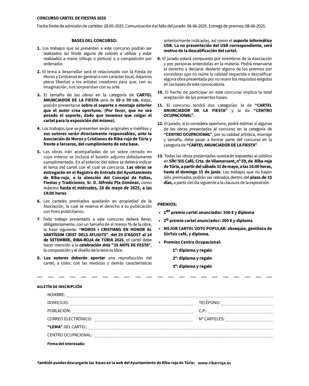 Bases XXIII Concurso Cartel Fiestas Moros y Cristianos 2025
