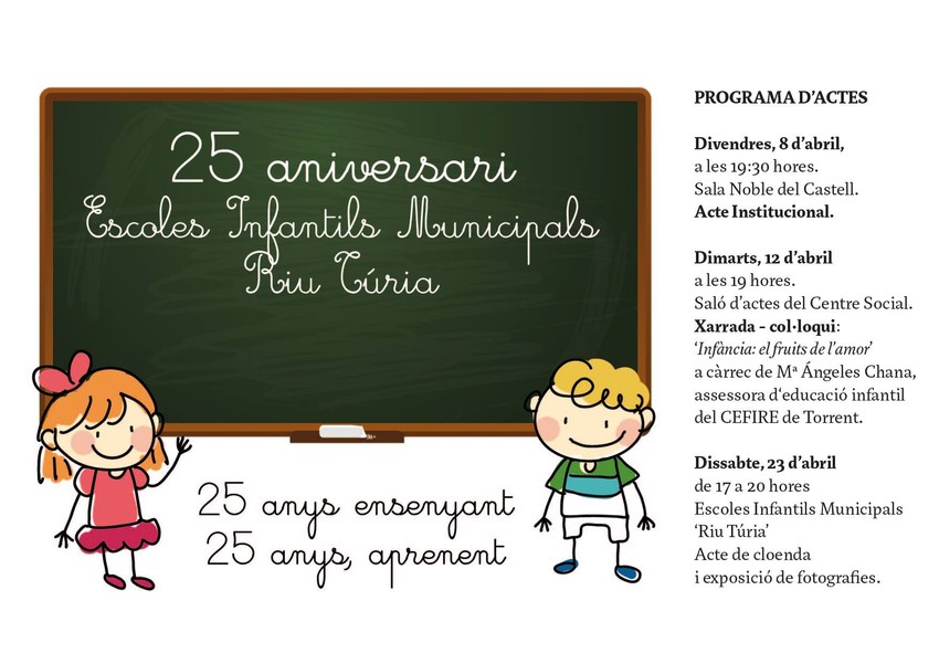 Programa d'actes 25 aniversari de l'Escola Infantil Municipal Riu Tria