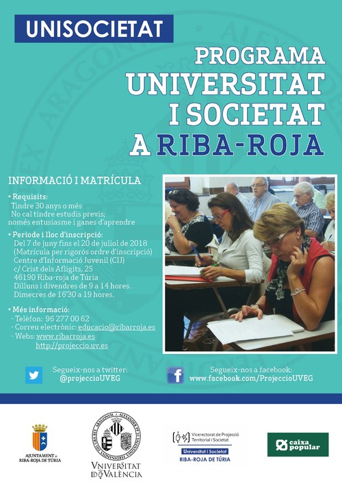 Programa Universitat i Societat en Riba-roja de Tria curso 2018-2019