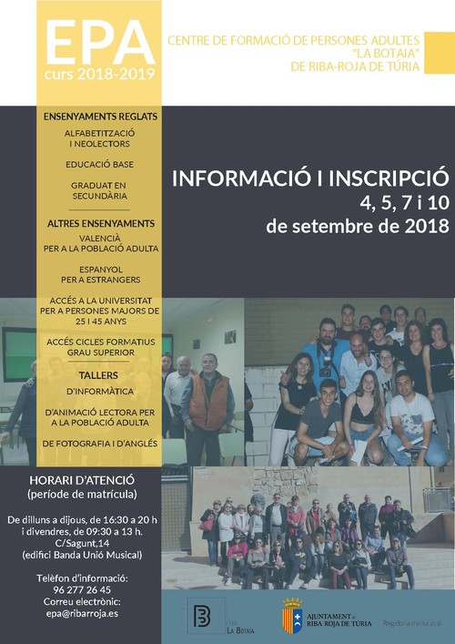 Matrcula Escuela de Adultos curso 2018-2019
